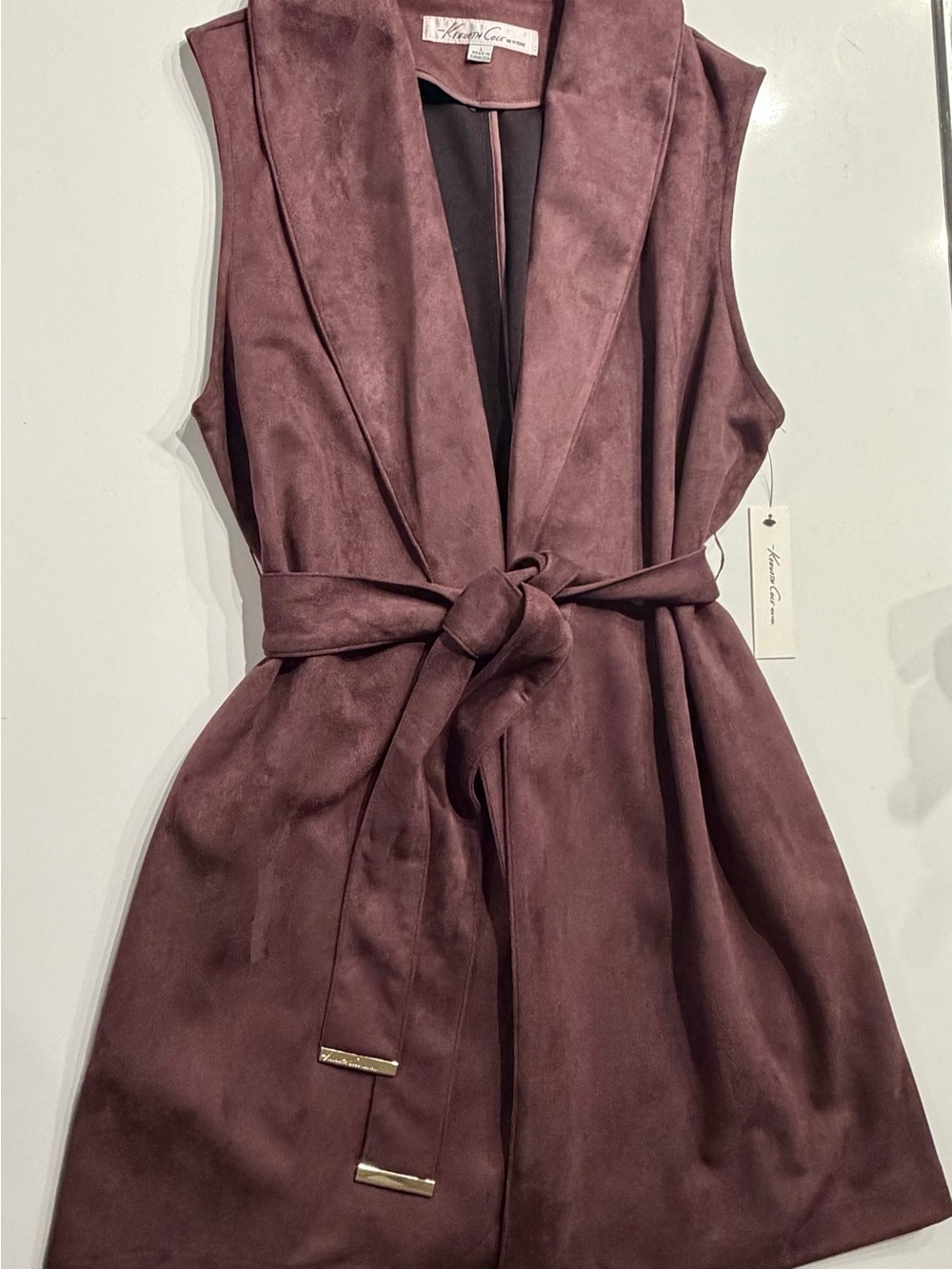 Kenneth Cole Sleeveless Tie-Waist Vest in Plum